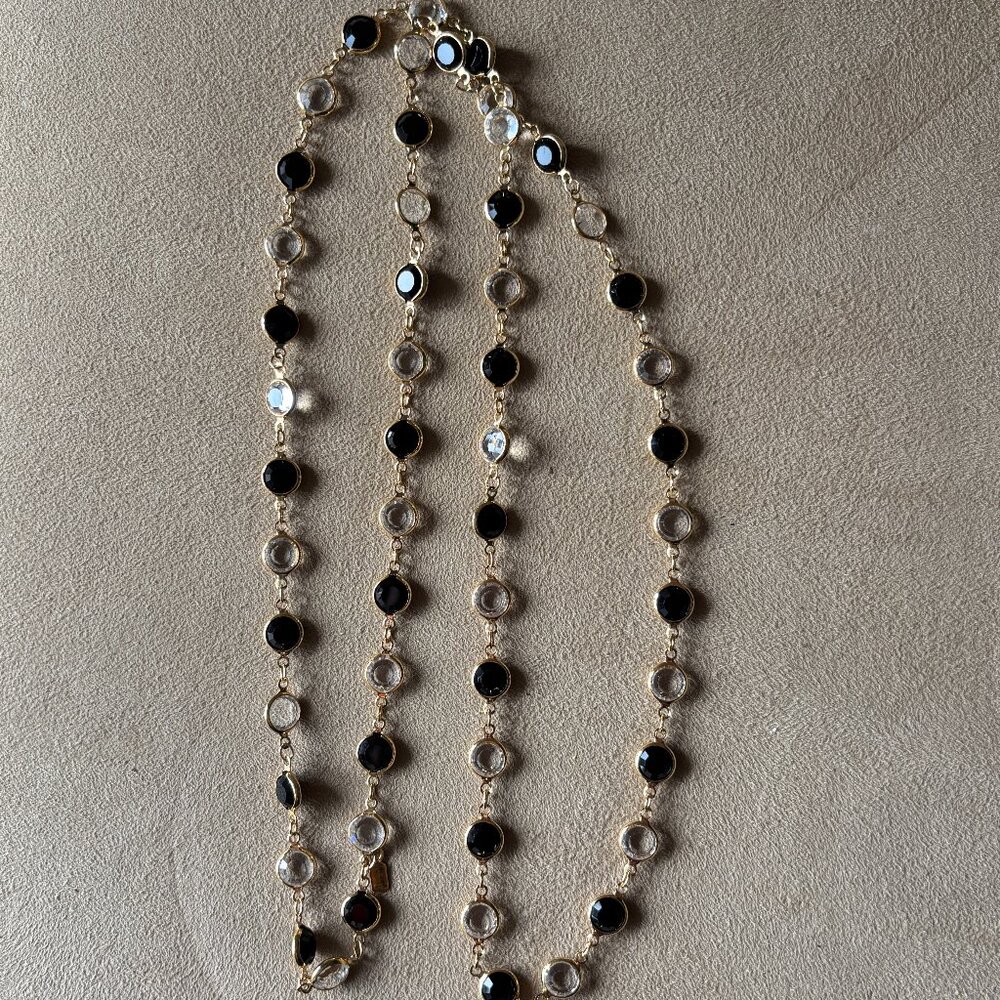 Vintage Swarovski Black and Clear Crystal Bezel Necklace - Picture 4 of 4